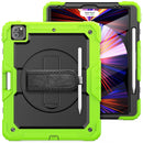 Shockproof Colorful Silicone + PC Protective Tablet Case with Holder & Shoulder Strap & Hand Strap & Pen Slot For iPad Pro 12.9 2021 / 2020 / 2018(Lime Silicone)