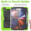 Shockproof Colorful Silicone + PC Protective Tablet Case with Holder & Shoulder Strap & Hand Strap & Pen Slot For iPad Pro 12.9 2021 / 2020 / 2018(Lime Silicone)