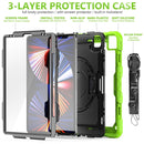 Shockproof Colorful Silicone + PC Protective Tablet Case with Holder & Shoulder Strap & Hand Strap & Pen Slot For iPad Pro 12.9 2021 / 2020 / 2018(Lime Silicone)