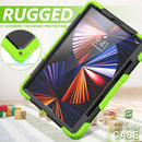 Shockproof Colorful Silicone + PC Protective Tablet Case with Holder & Shoulder Strap & Hand Strap & Pen Slot For iPad Pro 12.9 2021 / 2020 / 2018(Lime Silicone)