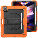 Shockproof Colorful Silicone + PC Protective Tablet Case with Holder & Shoulder Strap & Hand Strap & Pen Slot For iPad Pro 12.9 2021 / 2020 / 2018(Orange Silicone)