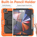 Shockproof Colorful Silicone + PC Protective Tablet Case with Holder & Shoulder Strap & Hand Strap & Pen Slot For iPad Pro 12.9 2021 / 2020 / 2018(Orange Silicone)