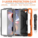 Shockproof Colorful Silicone + PC Protective Tablet Case with Holder & Shoulder Strap & Hand Strap & Pen Slot For iPad Pro 12.9 2021 / 2020 / 2018(Orange Silicone)