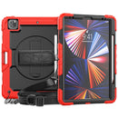 Shockproof Colorful Silicone + PC Protective Tablet Case with Holder & Shoulder Strap & Hand Strap & Pen Slot For iPad Pro 12.9 2021 / 2020 / 2018(Red Silicone)