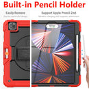Shockproof Colorful Silicone + PC Protective Tablet Case with Holder & Shoulder Strap & Hand Strap & Pen Slot For iPad Pro 12.9 2021 / 2020 / 2018(Red Silicone)