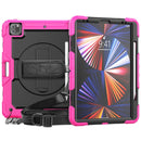 Shockproof Colorful Silicone + PC Protective Tablet Case with Holder & Shoulder Strap & Hand Strap & Pen Slot For iPad Pro 12.9 2021 / 2020 / 2018(Rose Silicone)