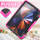 Shockproof Colorful Silicone + PC Protective Tablet Case with Holder & Shoulder Strap & Hand Strap & Pen Slot For iPad Pro 12.9 2021 / 2020 / 2018(Rose Silicone)