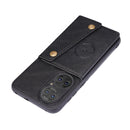 For Huawei P50 Double Buckle PU + TPU Shockproof Magnetic Protective Case with Card Slot & Holder(Black)