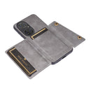 For Huawei P50 Double Buckle PU + TPU Shockproof Magnetic Protective Case with Card Slot & Holder(Grey)