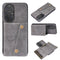 For Huawei P50 Double Buckle PU + TPU Shockproof Magnetic Protective Case with Card Slot & Holder(Grey)