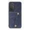For Huawei P50 Double Buckle PU + TPU Shockproof Magnetic Protective Case with Card Slot & Holder(Blue)