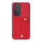 For Huawei P50 Double Buckle PU + TPU Shockproof Magnetic Protective Case with Card Slot & Holder(Red)