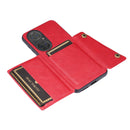 For Huawei P50 Double Buckle PU + TPU Shockproof Magnetic Protective Case with Card Slot & Holder(Red)