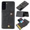 For Samsung Galaxy S21 FE Double Buckle PU + TPU Shockproof Magnetic Protective Case with Card Slot & Holder(Black)