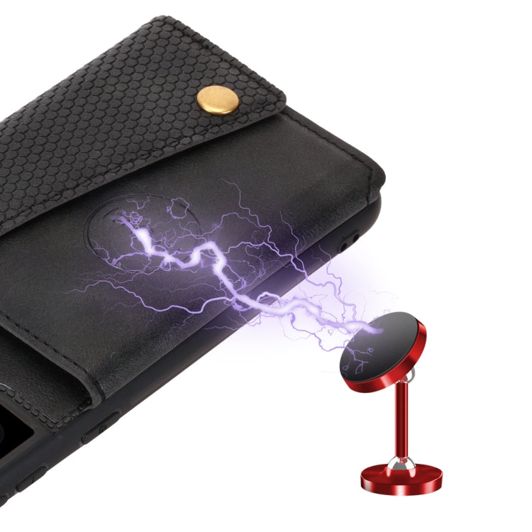 For Samsung Galaxy S21 FE Double Buckle PU + TPU Shockproof Magnetic Protective Case with Card Slot & Holder(Black)