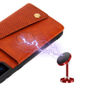 For Samsung Galaxy S21 FE Double Buckle PU + TPU Shockproof Magnetic Protective Case with Card Slot & Holder(Brown)