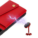 For Samsung Galaxy S21 FE Double Buckle PU + TPU Shockproof Magnetic Protective Case with Card Slot & Holder(Red)
