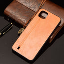 For OPPO Realme C11 2021 / Realme C20 Shockproof Sewing Cow Pattern Skin PC + PU + TPU Case(Orange)