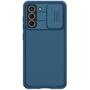 For Samsung Galaxy S21 FE 5G NILLKIN Black Mirror Pro Series Camshield Full Coverage Dust-proof Scratch Resistant Phone Case(Blue)