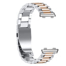 For OPPO Watch 46mm Three-beads Steel Watch Band(Silver Rose Gold)