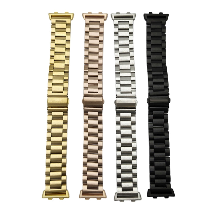 For OPPO Watch 46mm Three-beads Steel Watch Band(Black)