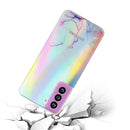 For Samsung Galaxy S21 FE Laser Marble Pattern Clear TPU Shockproof Protective Case(Pink)