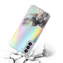For Samsung Galaxy S21 FE Laser Marble Pattern Clear TPU Shockproof Protective Case(Black)