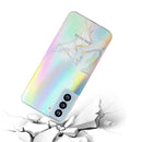 For Samsung Galaxy S21 FE Laser Marble Pattern Clear TPU Shockproof Protective Case(Grey)