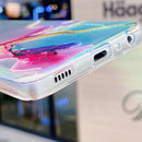 For Samsung Galaxy S21 FE Laser Marble Pattern Clear TPU Shockproof Protective Case(Pink)