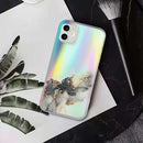 Laser Marble Pattern Clear TPU Shockproof Protective Case For iPhone 12(Black)
