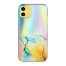 Laser Marble Pattern Clear TPU Shockproof Protective Case For iPhone 12(Yellow)