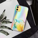 Laser Marble Pattern Clear TPU Shockproof Protective Case For iPhone 12(Yellow)