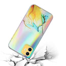 Laser Marble Pattern Clear TPU Shockproof Protective Case For iPhone 12(Yellow)