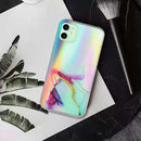 Laser Marble Pattern Clear TPU Shockproof Protective Case For iPhone 12(Green)