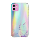 Laser Marble Pattern Clear TPU Shockproof Protective Case For iPhone 12(Pink)
