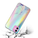 Laser Marble Pattern Clear TPU Shockproof Protective Case For iPhone 12(Pink)