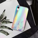 Laser Marble Pattern Clear TPU Shockproof Protective Case For iPhone XR(Pink)