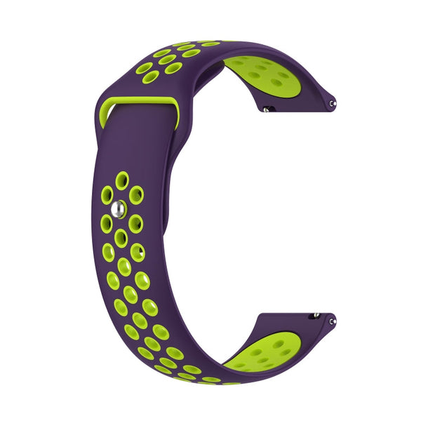 For Huawei Watch 3 / 3 Pro 22mm Two-color Silicone Watch Band(Purple Lime Green)
