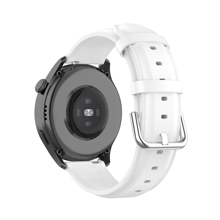 For Huawei Watch 3 / 3 Pro 22mm Round Tail Leather Watch Band(White)