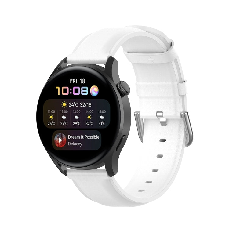 For Huawei Watch 3 / 3 Pro 22mm Round Tail Leather Watch Band(White)