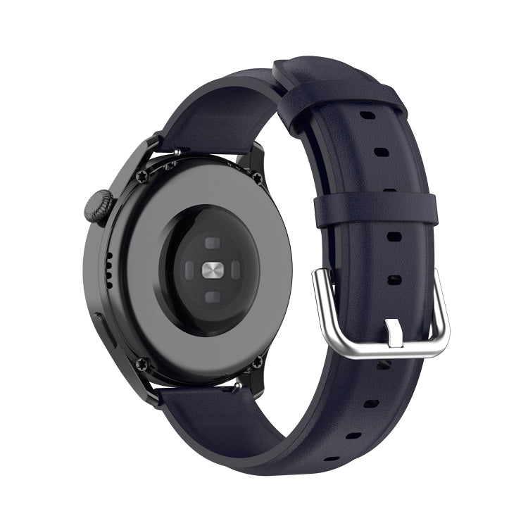 For Huawei Watch 3 / 3 Pro 22mm Round Tail Leather Watch Band(Navy Nlue)