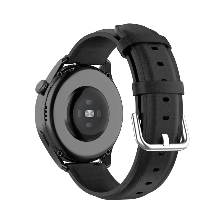For Huawei Watch 3 / 3 Pro 22mm Round Tail Leather Watch Band(Black)