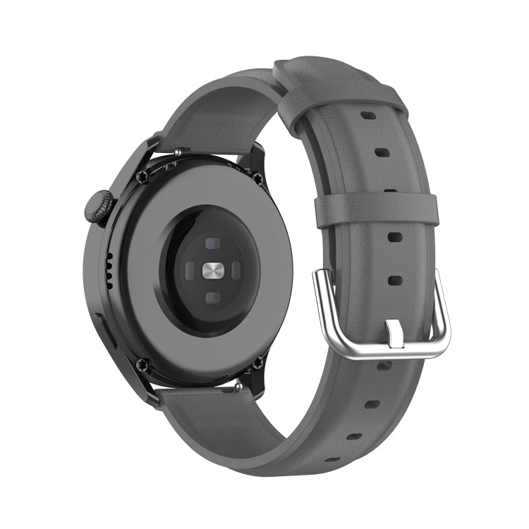 For Huawei Watch 3 / 3 Pro 22mm Round Tail Leather Watch Band(Grey)