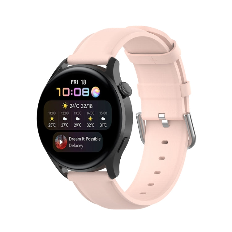 For Huawei Watch 3 / 3 Pro 22mm Round Tail Leather Watch Band(Light Pink)