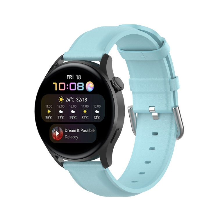 For Huawei Watch 3 / 3 Pro 22mm Round Tail Leather Watch Band(Light Blue)