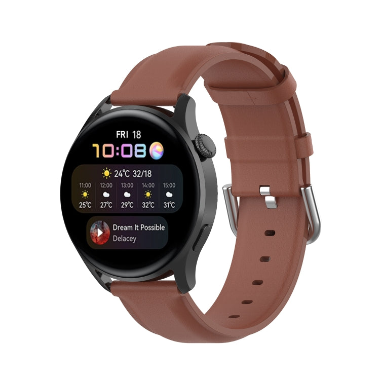 For Huawei Watch 3 / 3 Pro 22mm Round Tail Leather Watch Band(Brown)
