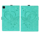 For Samsung Galaxy Tab A7 Lite T220 T225 Love Butterfly Pattern Horizontal Flip Leather Case with Holder(Green)