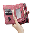 For Samsung Galaxy A12 CaseMe Detachable Multifunctional Horizontal Flip Leather Case, with Card Slot & Holder & Zipper Wallet & Photo Frame(Red)