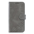 For Motorola Moto E6 Play Stitching Style 2-Color Cow Texture Horizontal Flip PU Leather Case with Holder & Card Slot & Lanyard(Gray)