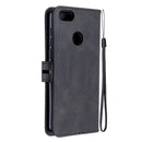 For Motorola Moto E6 Play Stitching Style 2-Color Cow Texture Horizontal Flip PU Leather Case with Holder & Card Slot & Lanyard(Black)